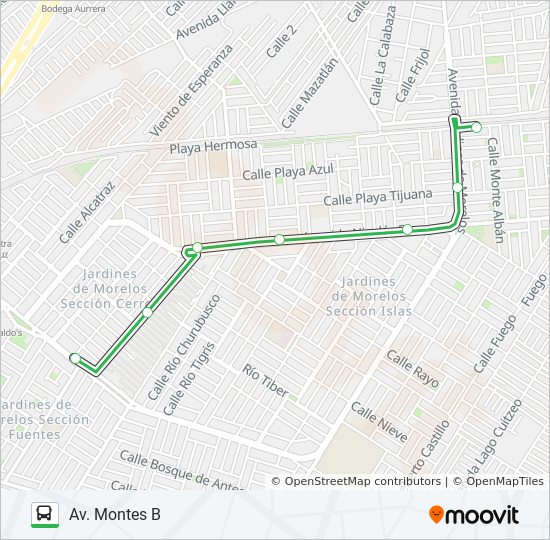 Mapa de AV. MONTES B - COL. PLAYAS de autobús