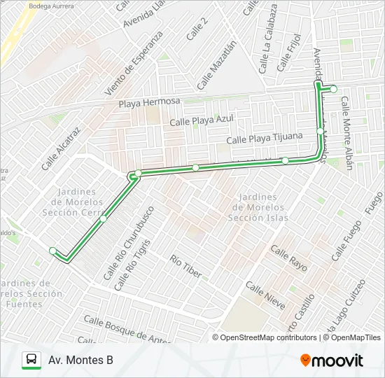 AV. MONTES B - COL. PLAYAS Bus Line Map