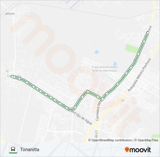 Mapa de TONANITLA - TECAMAC CENTRO de autobús
