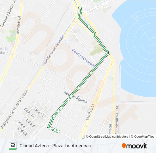 Mapa de CIUDAD AZTECA - PLAZA LAS AMÉRICAS de autobús