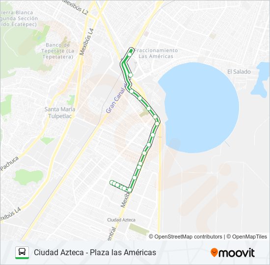CIUDAD AZTECA - PLAZA LAS AMÉRICAS bus Line Map