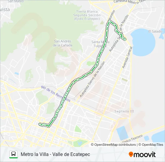 METRO LA VILLA - VALLE DE ECATEPEC Bus Line Map