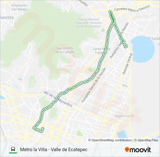 METRO LA VILLA - VALLE DE ECATEPEC Bus Line Map