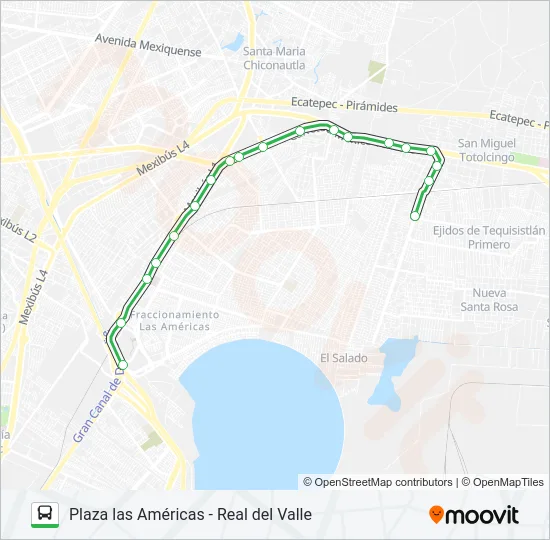 PLAZA LAS AMÉRICAS - REAL DEL VALLE Bus Line Map