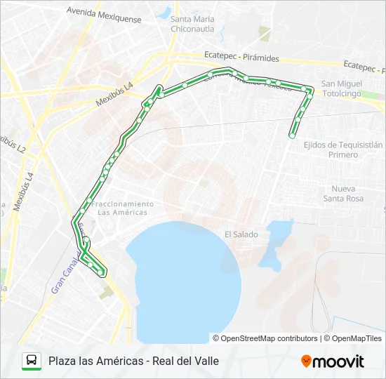 PLAZA LAS AMÉRICAS - REAL DEL VALLE Bus Line Map