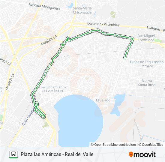 PLAZA LAS AMÉRICAS - REAL DEL VALLE bus Line Map