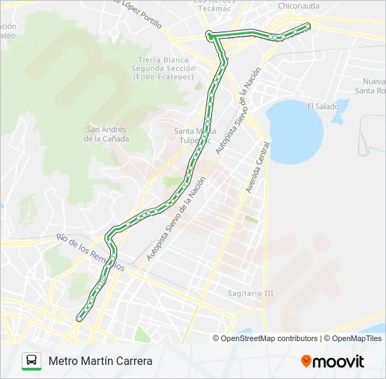COL. LA PURISIMA - METRO MARTÍN CARRERA Bus Line Map