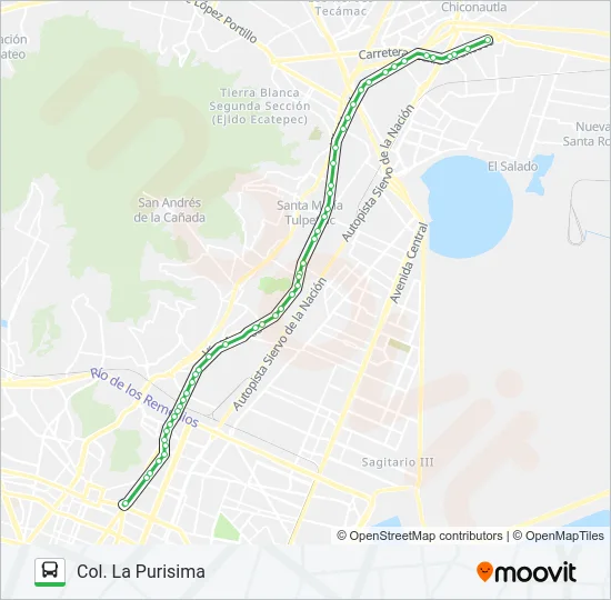 COL. LA PURISIMA - METRO MARTÍN CARRERA Bus Line Map