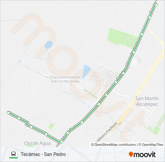 Mapa de TECÁMAC - SAN PEDRO de autobús