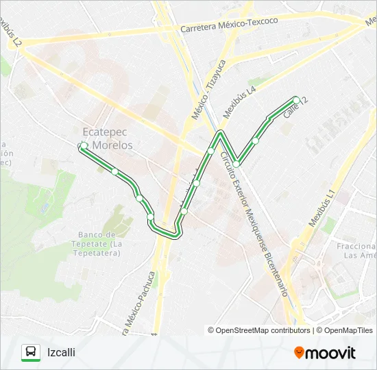 IZCALLI - SAN CRISTOBAL Bus Line Map