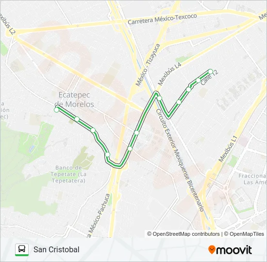 IZCALLI - SAN CRISTOBAL Bus Line Map