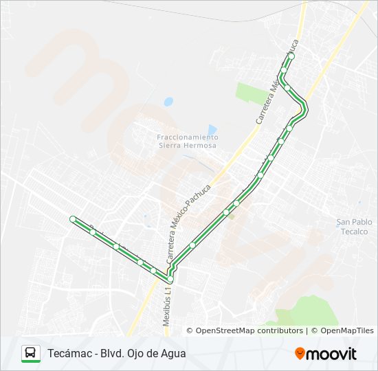 TECÁMAC - BLVD. OJO DE AGUA bus Line Map