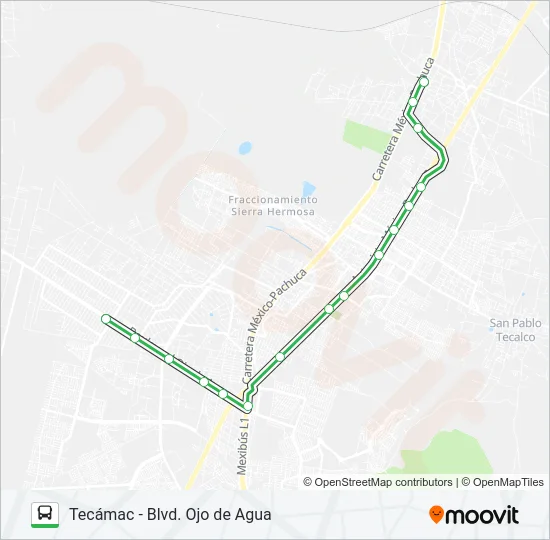 TECÁMAC - BLVD. OJO DE AGUA Bus Line Map