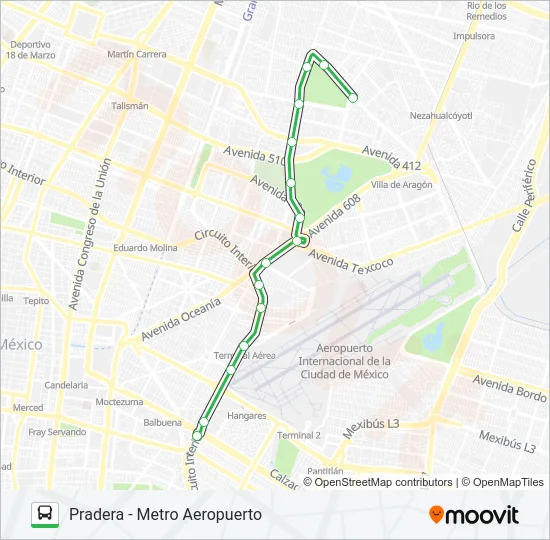 PRADERA - METRO AEROPUERTO Bus Line Map