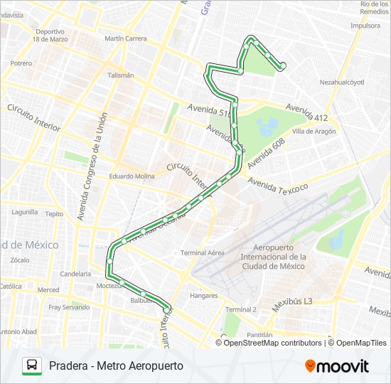 PRADERA - METRO AEROPUERTO bus Line Map