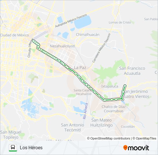 METRO HANGARES - LOS HÉROES bus Line Map