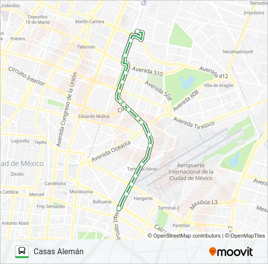 METRO AEROPUERTO - CASAS ALEMÁN Bus Line Map