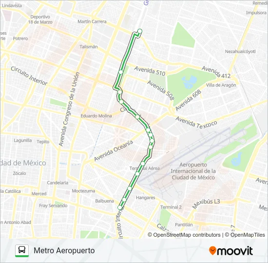 METRO AEROPUERTO - CASAS ALEMÁN Bus Line Map