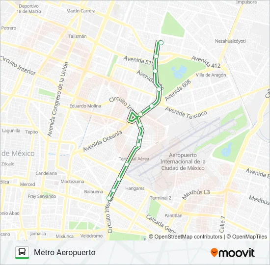 METRO AEROPUERTO - LORETO FABELA Bus Line Map