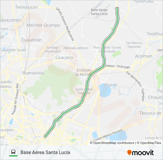 BASE AÉREA SANTA LUCÍA - METRO LA RAZA Bus Line Map