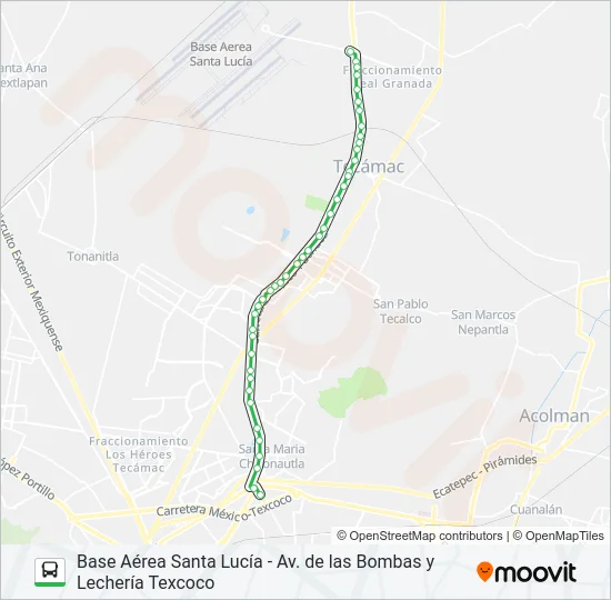 BASE AÉREA SANTA LUCÍA - AV. DE LAS BOMBAS Y LECHERÍA TEXCOCO Bus Line Map