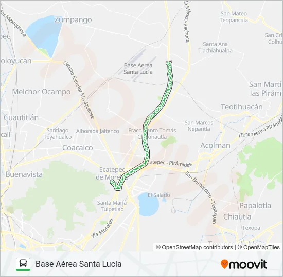 BASE AÉREA SANTA LUCÍA - AV. INSURGENTES, SAN CRISTÓBAL CENTRO Bus Line Map