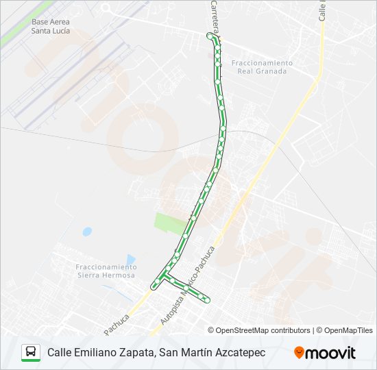 BASE AÉREA SANTA LUCÍA - CALLE EMILIANO ZAPATA, SAN MARTÍN AZCATEPEC bus Line Map