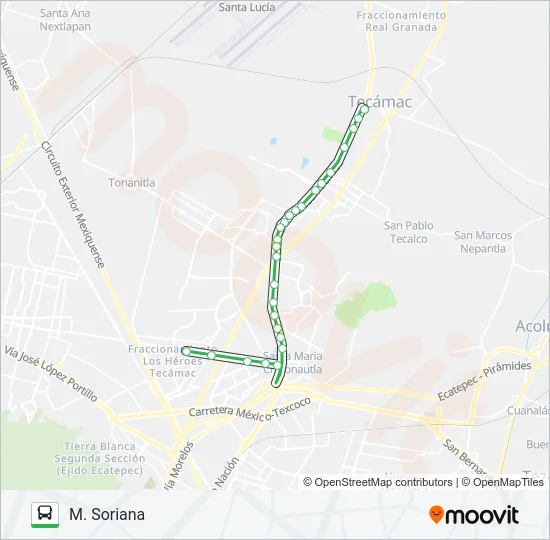 M. SORIANA - TECÁMAC Bus Line Map