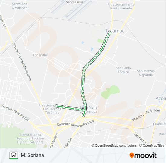 M. SORIANA - TECÁMAC bus Line Map