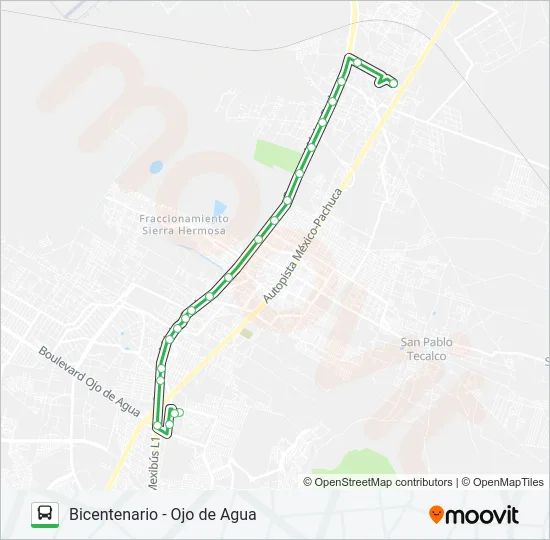 BICENTENARIO - OJO DE AGUA Bus Line Map