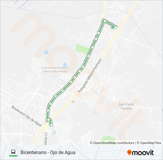 Mapa de BICENTENARIO - OJO DE AGUA de autobús