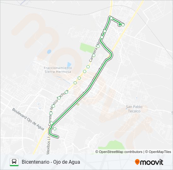 BICENTENARIO - OJO DE AGUA bus Line Map