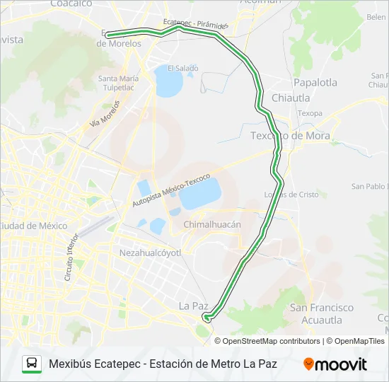 MEXIBÚS ECATEPEC - ESTACIÓN DE METRO LA PAZ Bus Line Map