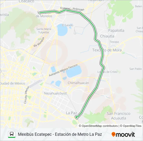 MEXIBÚS ECATEPEC - ESTACIÓN DE METRO LA PAZ Bus Line Map