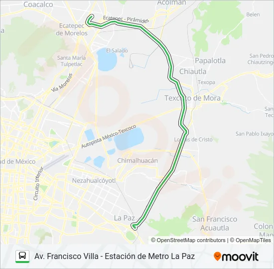 AV. FRANCISCO VILLA - ESTACIÓN DE METRO LA PAZ Bus Line Map