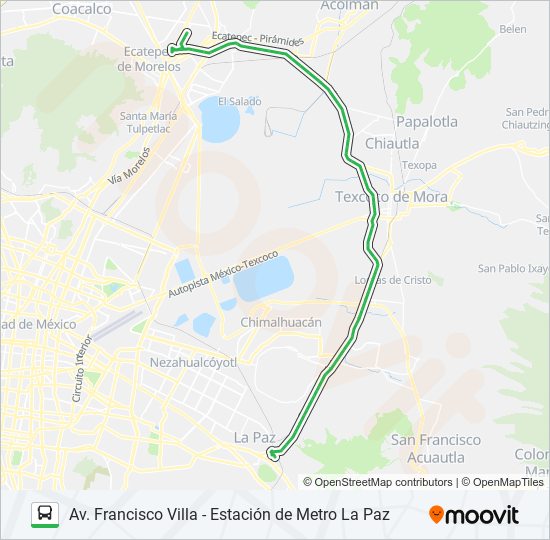 AV. FRANCISCO VILLA - ESTACIÓN DE METRO LA PAZ bus Line Map