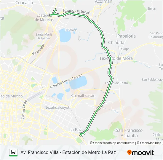 AV. FRANCISCO VILLA - ESTACIÓN DE METRO LA PAZ Bus Line Map
