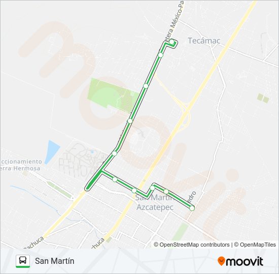 TECÁMAC - SAN MARTÍN Bus Line Map
