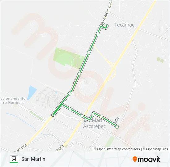 TECÁMAC - SAN MARTÍN Bus Line Map