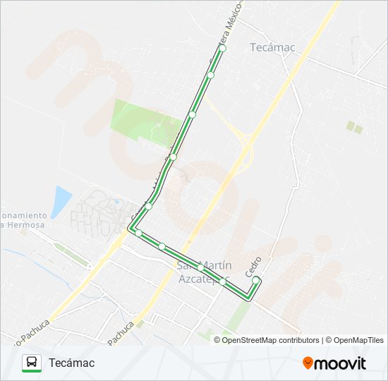 TECÁMAC - SAN MARTÍN bus Line Map