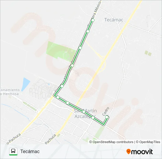 TECÁMAC - SAN MARTÍN Bus Line Map