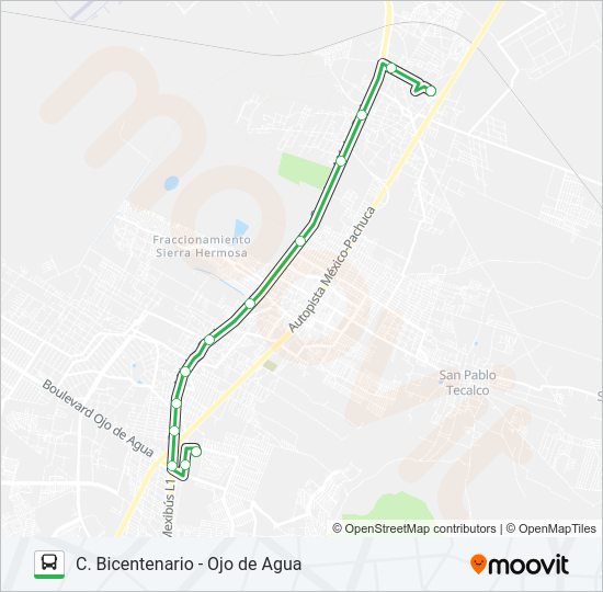 Mapa de C. BICENTENARIO - OJO DE AGUA de autobús