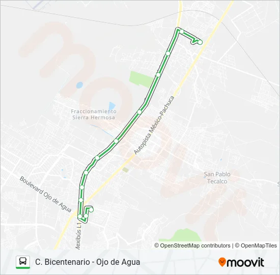 C. BICENTENARIO - OJO DE AGUA Bus Line Map