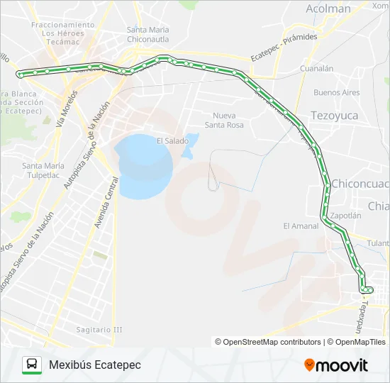 MEXIBÚS ECATEPEC - BASE TEXCOCO Bus Line Map