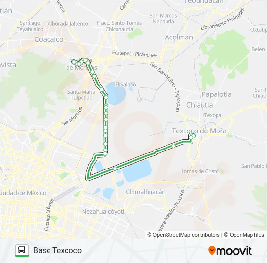 MEXIBÚS ECATEPEC - BASE TEXCOCO Bus Line Map