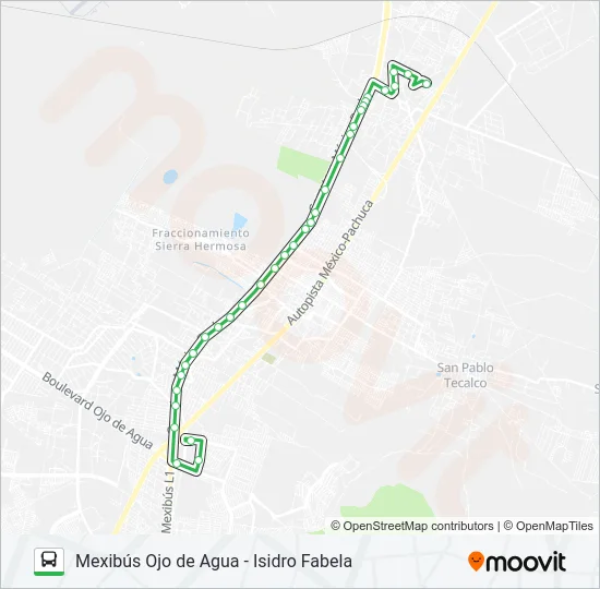 MEXIBÚS OJO DE AGUA - ISIDRO FABELA Bus Line Map