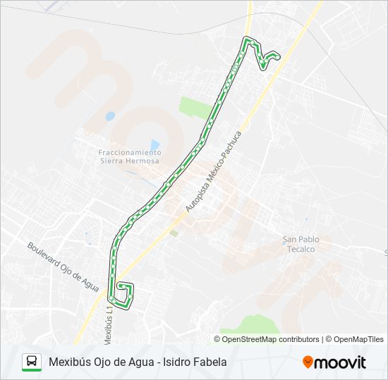 Mapa de MEXIBÚS OJO DE AGUA - ISIDRO FABELA de autobús