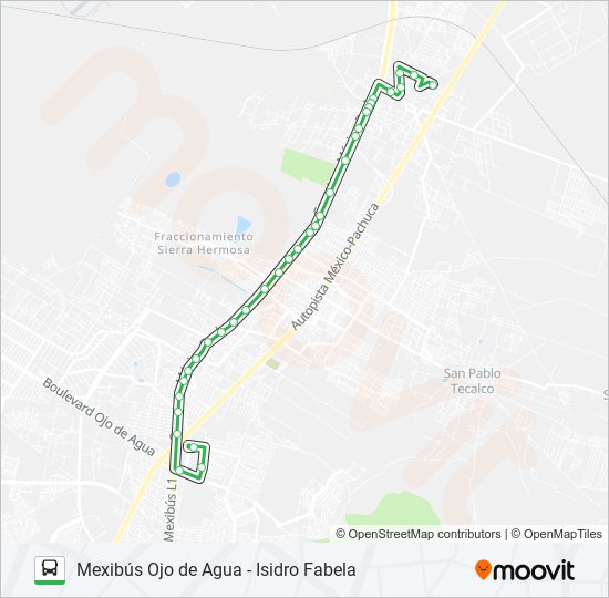 Mapa de MEXIBÚS OJO DE AGUA - ISIDRO FABELA de autobús
