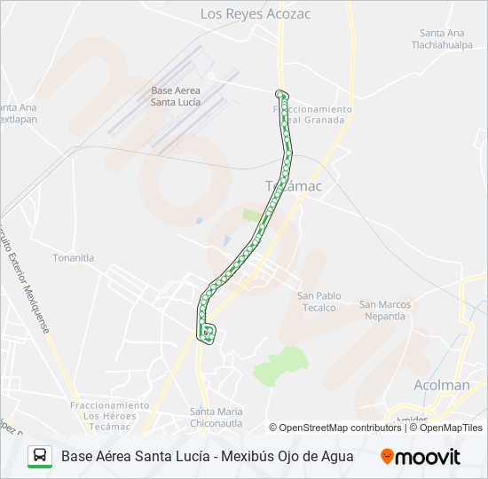 BASE AÉREA SANTA LUCÍA - MEXIBÚS OJO DE AGUA bus Line Map