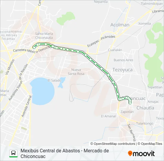 MEXIBÚS CENTRAL DE ABASTOS - MERCADO DE CHICONCUAC Bus Line Map
